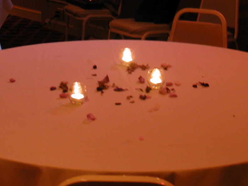 Romantic flowers on a table at the end of the evening.