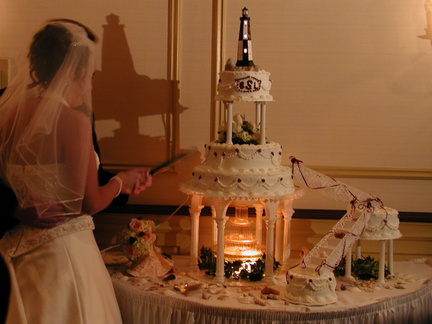 The traditional cutting of the cake.