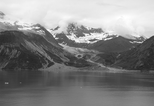 Side of John Hopkins Inlet (black and white photo)