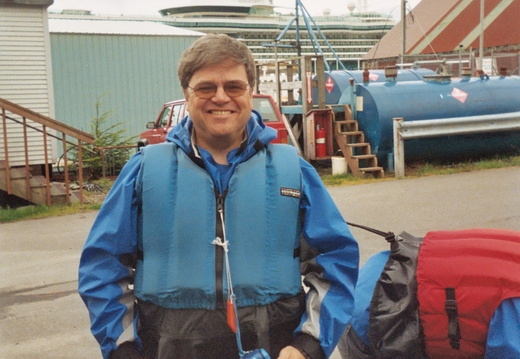 Dad Ruth wearing the kayaking gear.