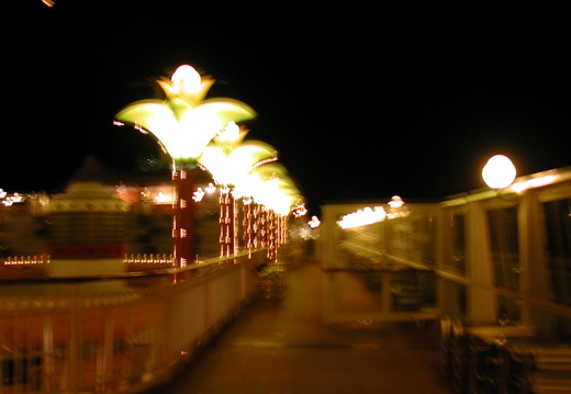 Deck lights on deck 13, at night.