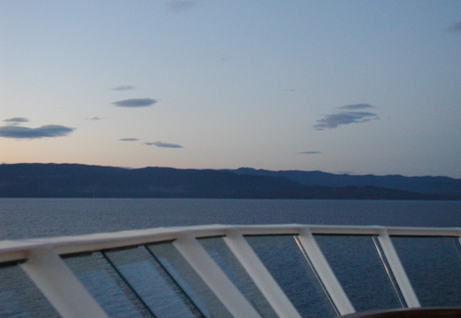 Sunset off the bow of the NCL Star.
