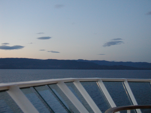 Sunset off the bow of the NCL Star.