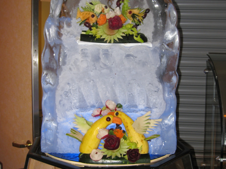 Interesting ice and fruit sculpture