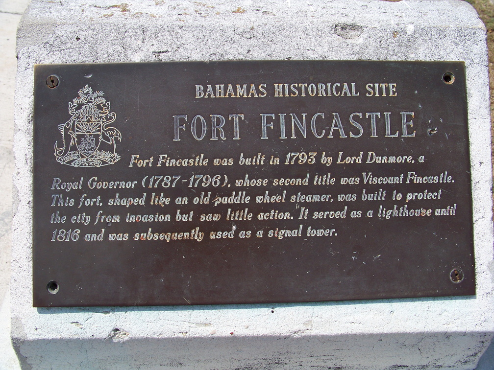 Bahamas Historic Plaque for Fort Fincastle