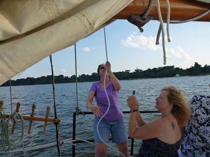 Erica helped raise the sail