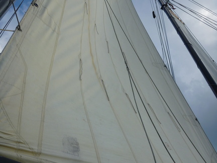 The sail is fully up
