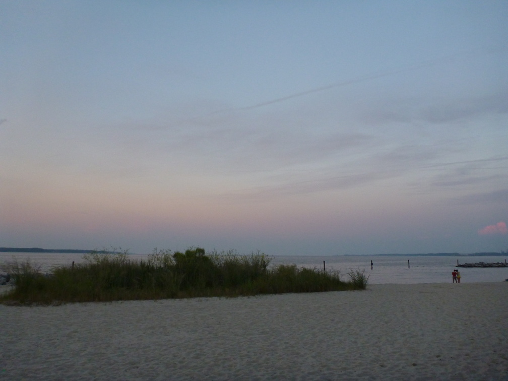 Sunset view from land on Yorktown Beach