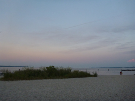 Sunset view from land on Yorktown Beach