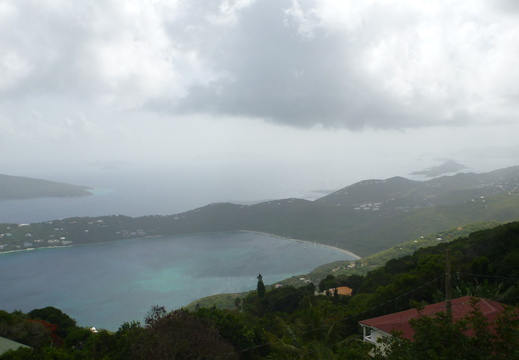 Jost Van Dyke (BVI) in the middle through the clouds