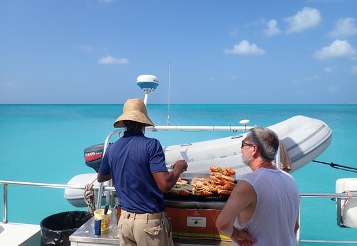 Lunch during our Champaign Lobster Catamaran cruise