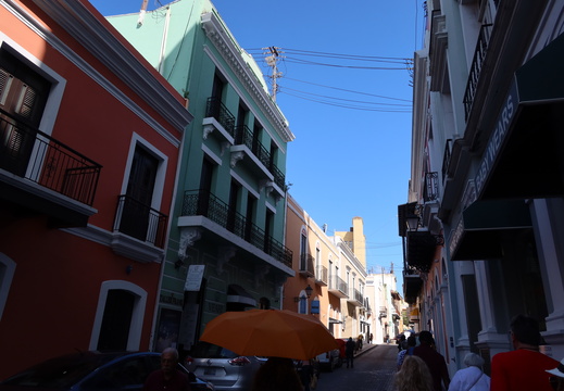 Walking along a street in Old San Juan