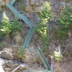 A staircase to get to to the bottom of the gorge to the river