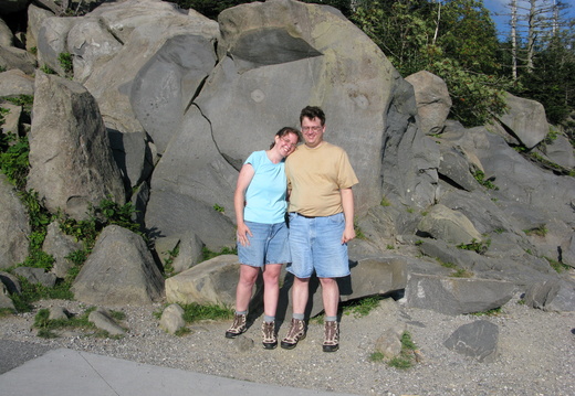 Standing at a big rock
