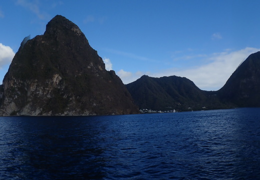 Panorama view of the Pitons